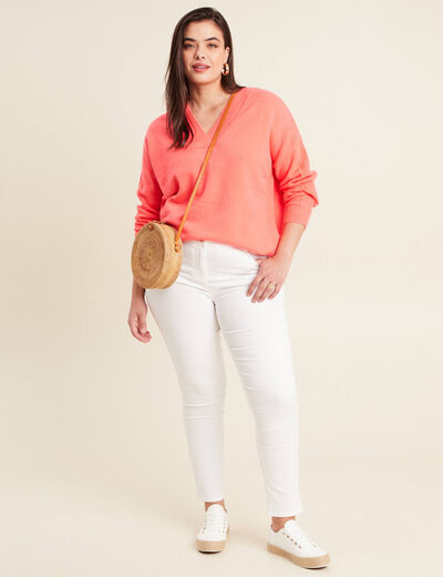 Pull manches longues rose vif femme
