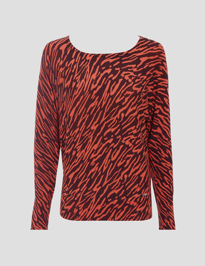 Pull manches longues orange foncé femme