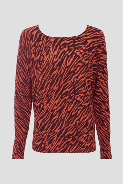 Pull manches longues orange foncé femme