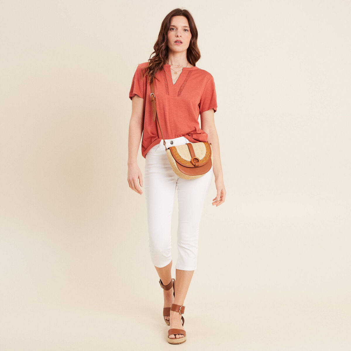 T-shirt manches courtes vieux rose femme