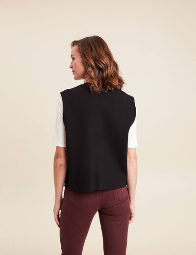 Gilet droit court sans manches noir femme