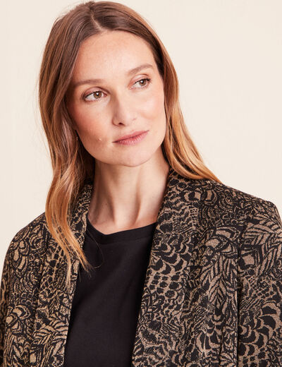 Veste cintr&eacute;e manches 3/4 col ch&acirc;le vert kaki femme