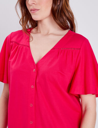 Blouse manches courtes rose fushia femme