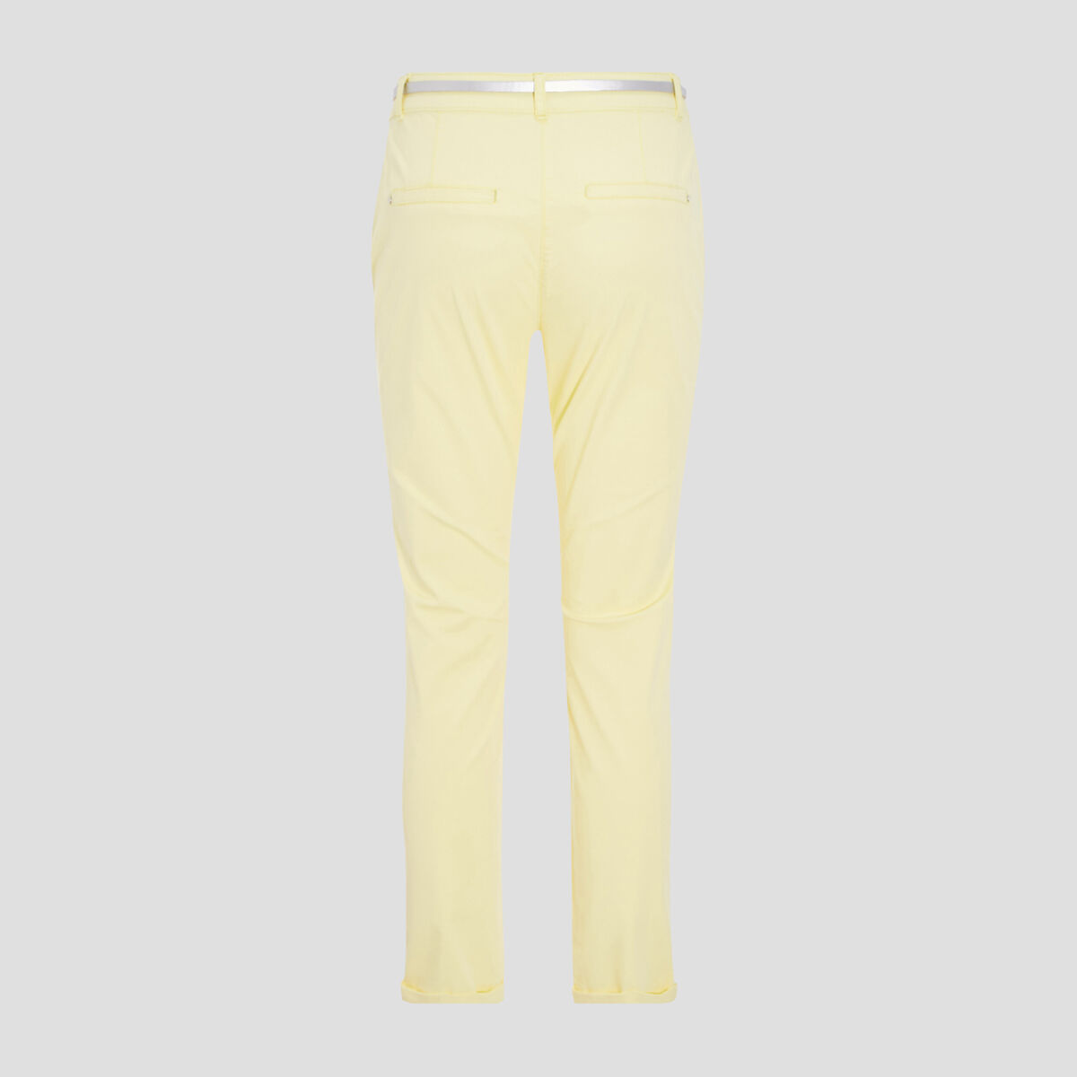 Pantalon chino droit jaune pastel femme