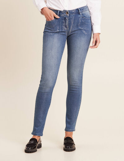 Jean ajusté taille basse denim stone femme