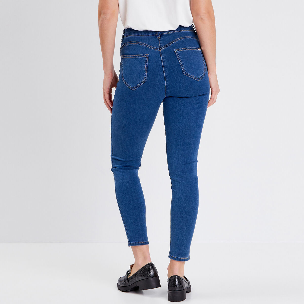 Jeans léger taille haute 7/8ème denim double stone femme