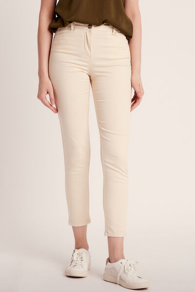 Pantalon ajusté ivoire femme