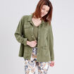 Veste droite boutonnée vert kaki femme