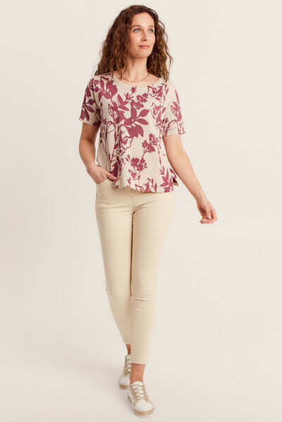 Pull manches courtes bordeaux femme