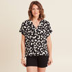 Blouse fluide manches courtes noir femme