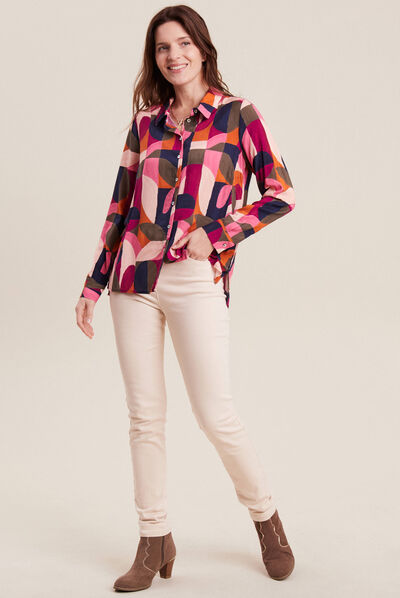 Chemise manches longues multicolore femme
