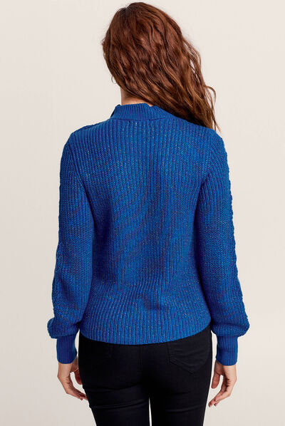 Pull manches longues bleu electrique femme