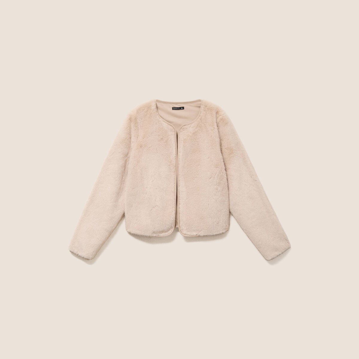 Veste manches longues fausse fourrure sable femme