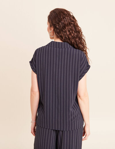 Blouse fluide manches courtes bleu femme