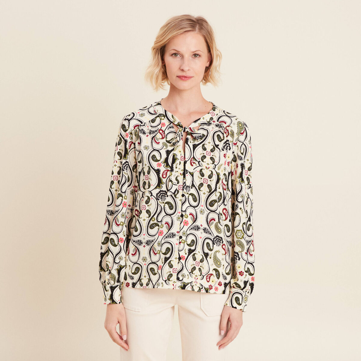 T-shirt manches longues blanc femme