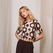Blouse col rond manches courtes dentelle ecru femme