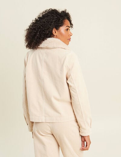 Blouson droit velours manches longues sable femme