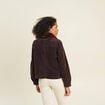 Blouson droit velours manches longues marron fonc&eacute; femme