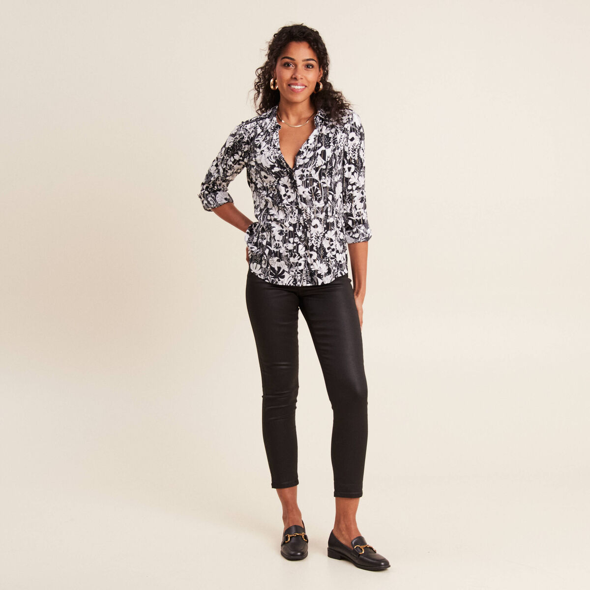 Chemise manches longues noir femme