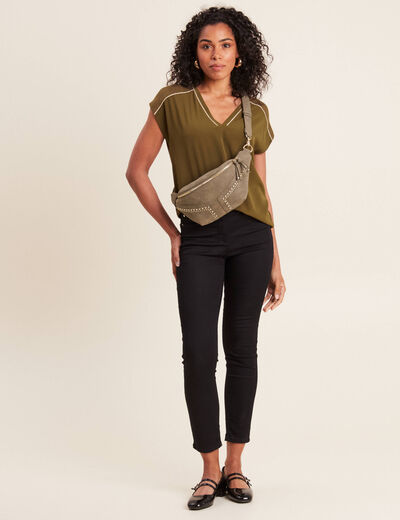 T-shirt manches courtes vert olive femme