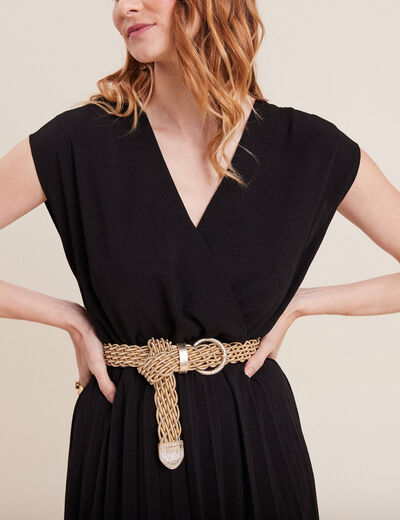 Ceinture tressée métallisée couleur or femme