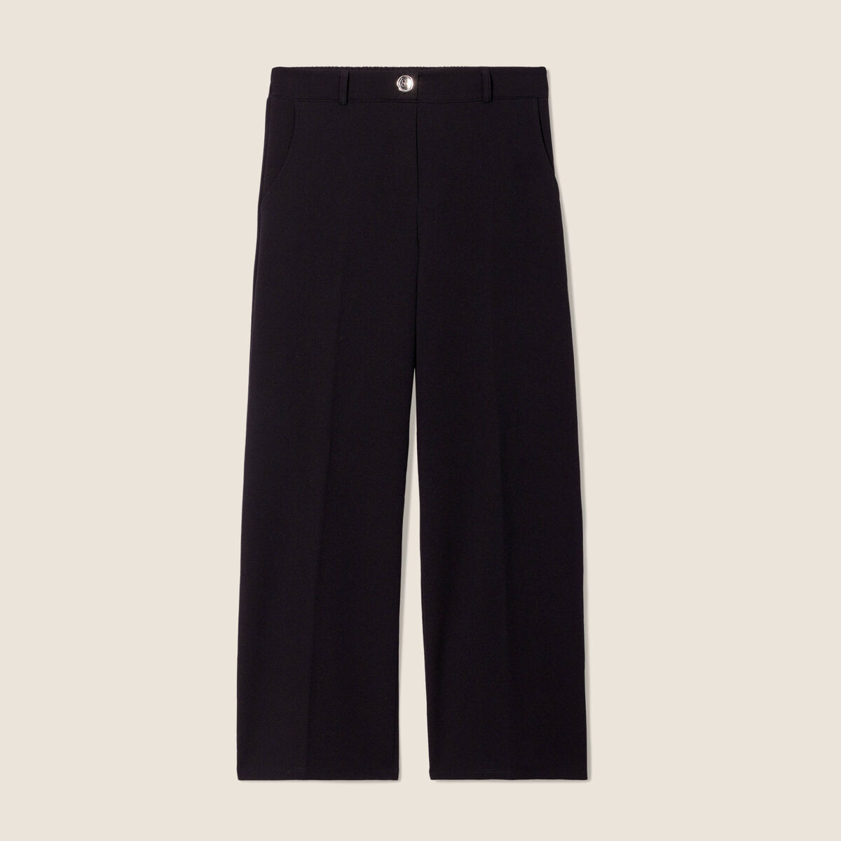 Pantalon coupe large &agrave; pinces noir femme