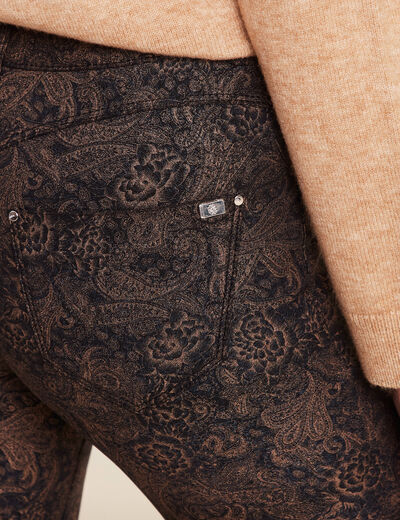 Pantalon ajusté enduit noir femme