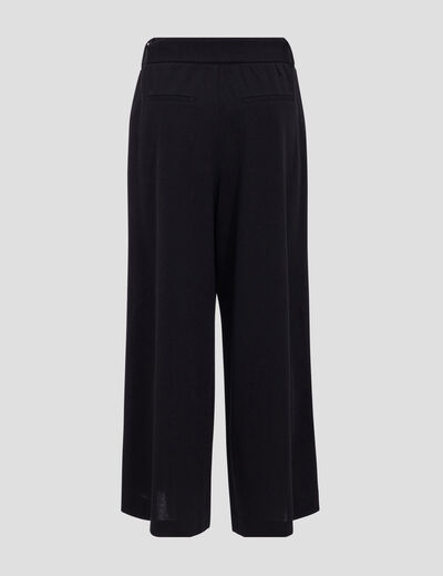 Pantalon large ceinturé noir femme