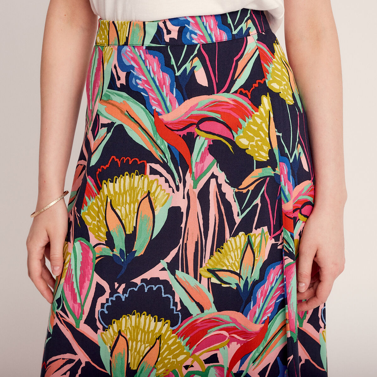 Jupe longue évasée multicolore femme