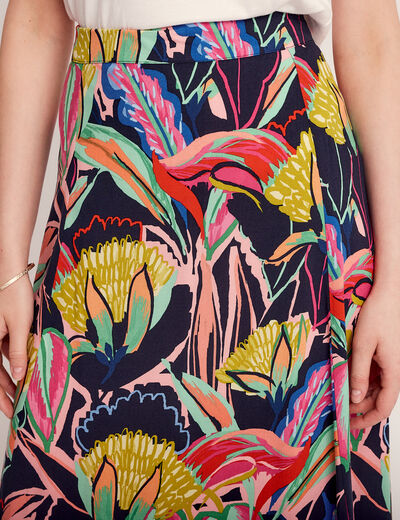 Jupe longue évasée multicolore femme