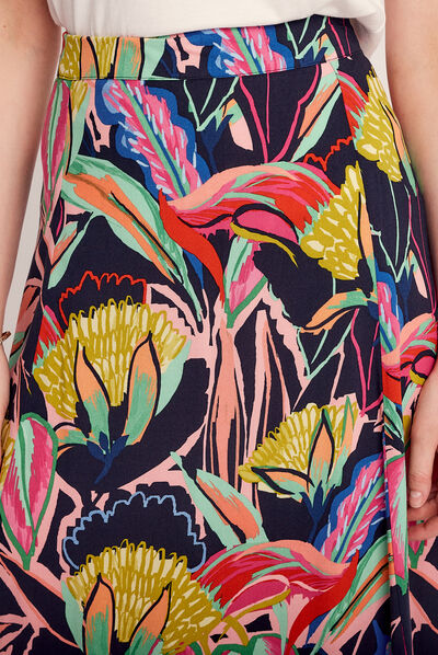 Jupe longue évasée multicolore femme