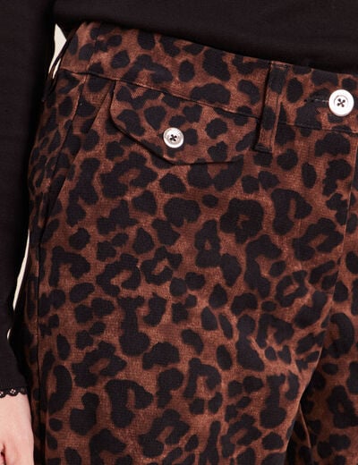 Pantalon taille haute marron femme