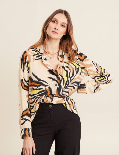 Chemise manches longues creme femme