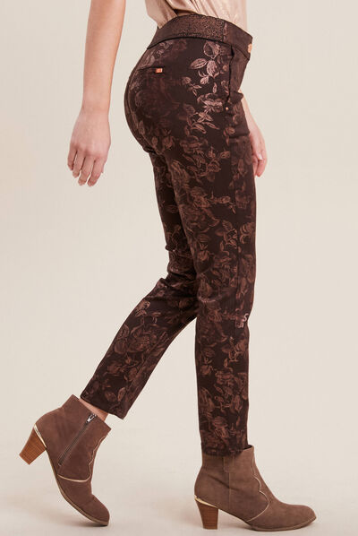 Pantalon ajusté marron femme