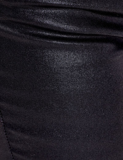 Pantalon ajusté enduit noir femme