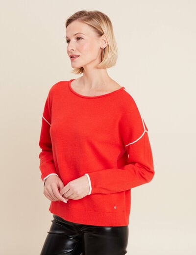 Pull manches longues orange foncé femme