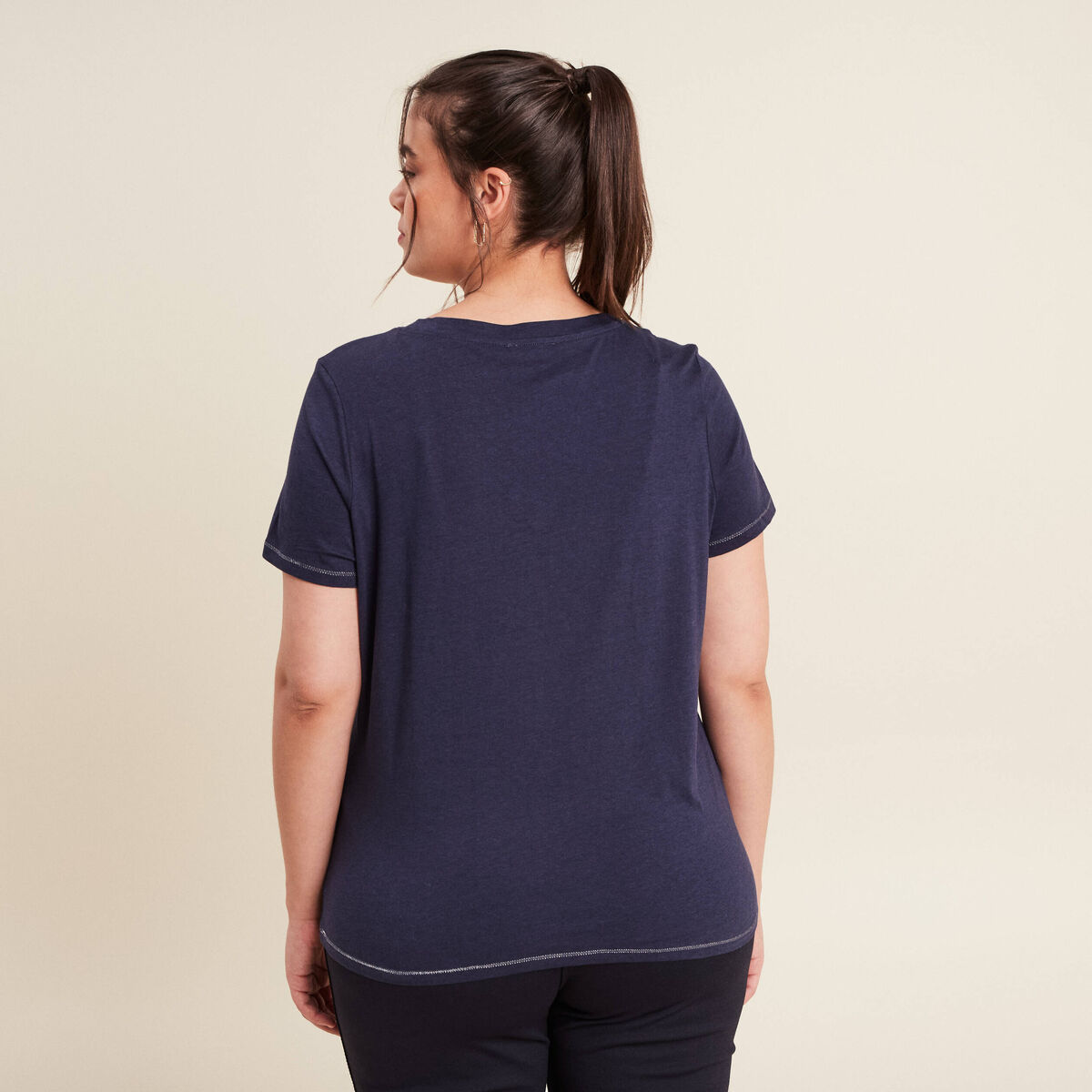 T-shirt manches courtes bleu marine femme