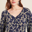 Blouse manches 3/4 vert kaki femme