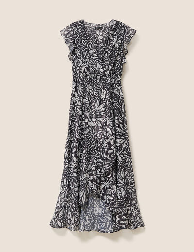 Robe longue portefeuille noir femme