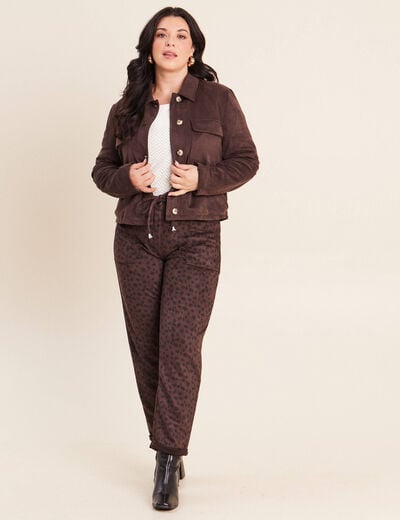 Pantalon coupe mom 7/8&egrave;me marron fonc&eacute; femme