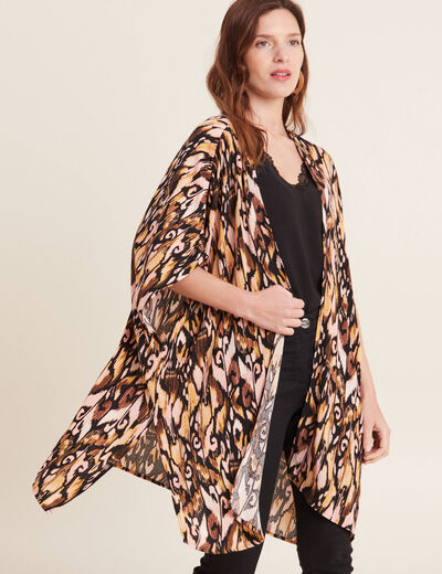 Kimono dos smocké noir femme