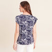 T-shirt col v manches courtes bleu femme
