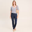 T-shirt droit broderie manches courtes bleu femme