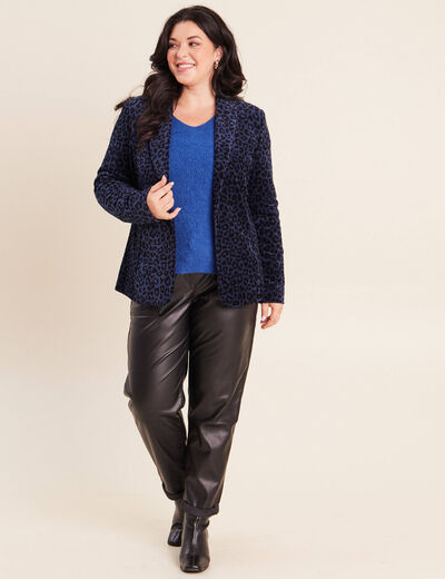 Veste tailleur velours bleu femme
