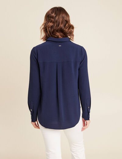 Chemise manches longues bleu marine femme