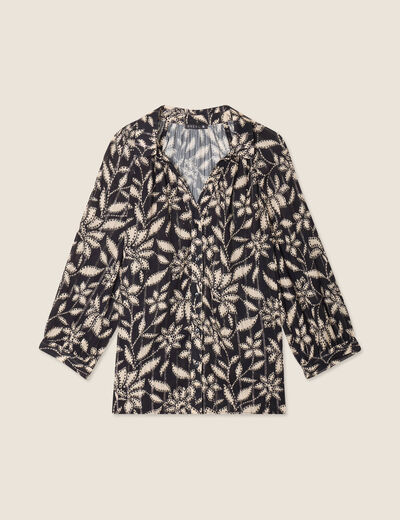 Chemise manches 3/4 noir femme