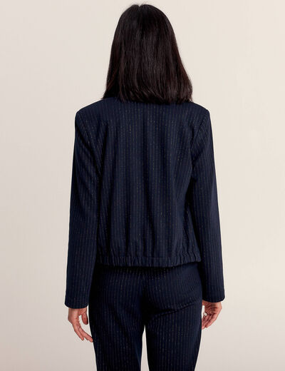 Veste ajustée col châle bleu marine femme