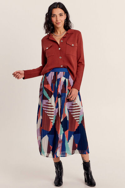 Pull manches longues marron cognac femme
