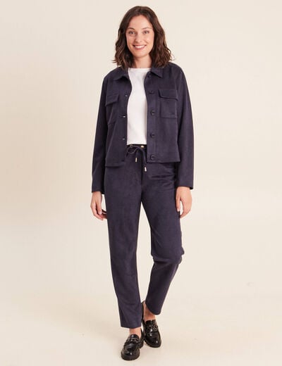 Veste doubl&eacute;e bleu fonc&eacute; femme