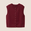 gilet droit court sans manches col rond bordeaux femme